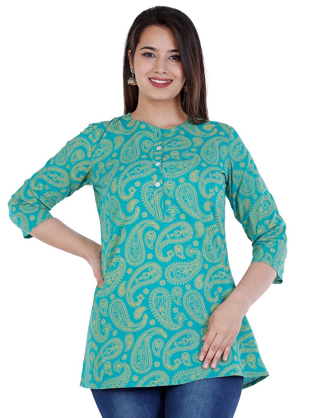 

SIDDHANAM Paisley Print Cotton Top, Green