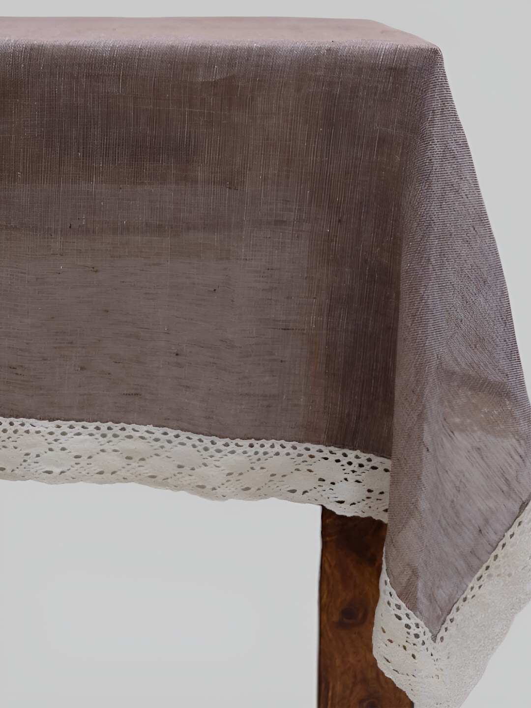 

DESIGN GAATHA Brown & White 6 Seater Linen Table Cover
