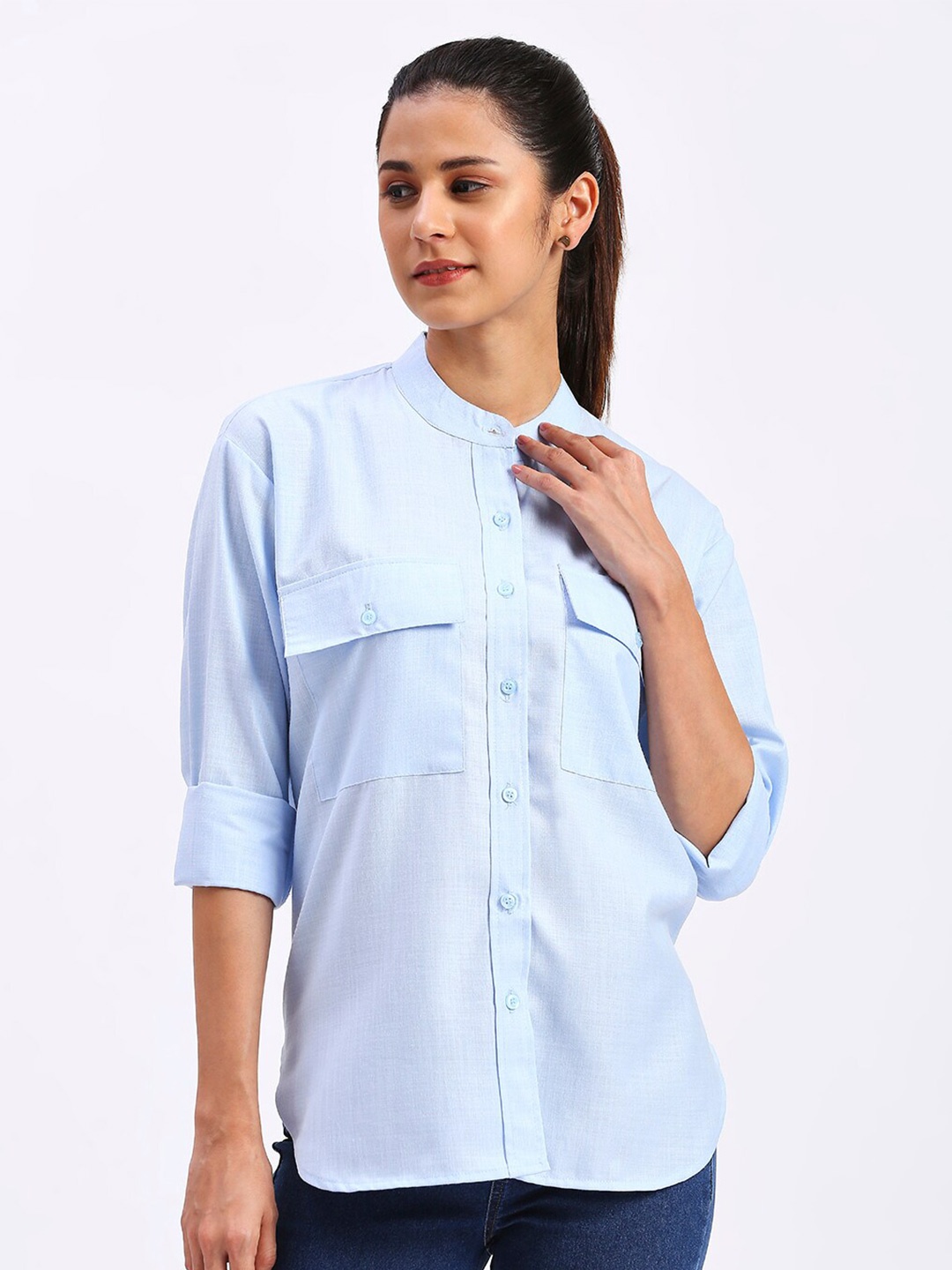 

FITHUB Oversized Cotton Casual Shirt, Blue