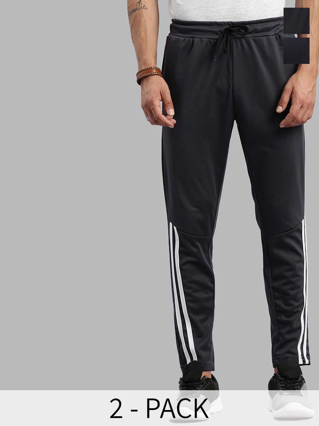 

MADSTO Men Pack Of 2 Cotton Slim Fit Mid Rise Track Pants, Grey