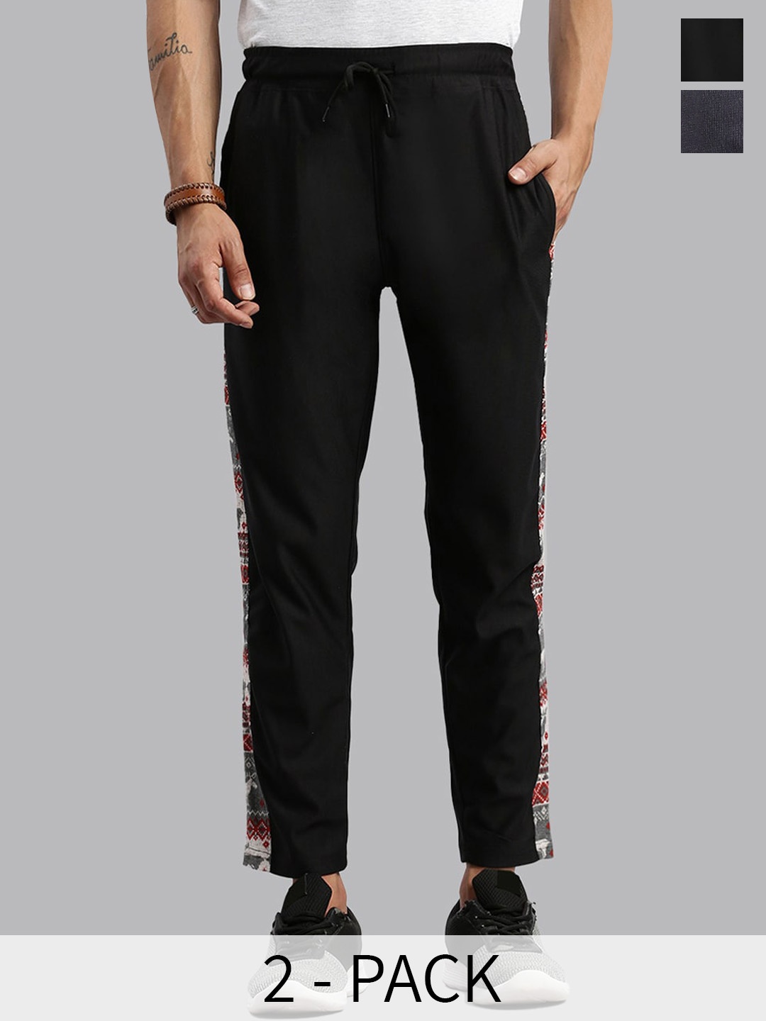 

MADSTO Men Pack of 2 Slim-Fit Track Pants, Grey