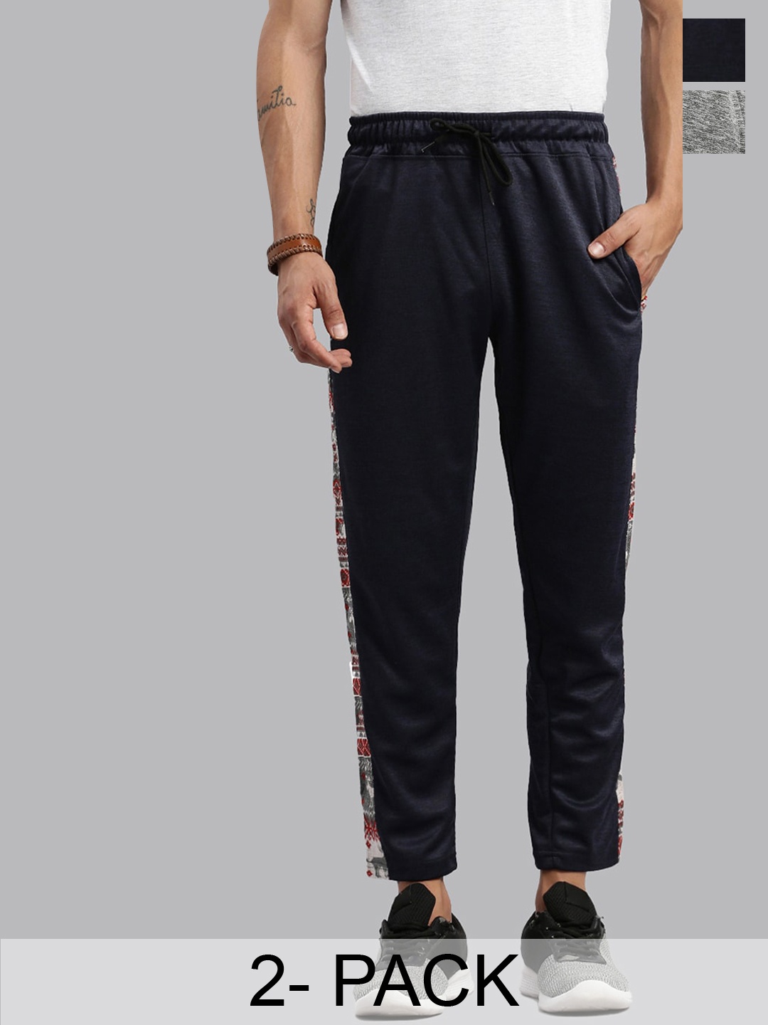 

MADSTO Men Pack Of 2 Slim-Fit Track Pants, Grey