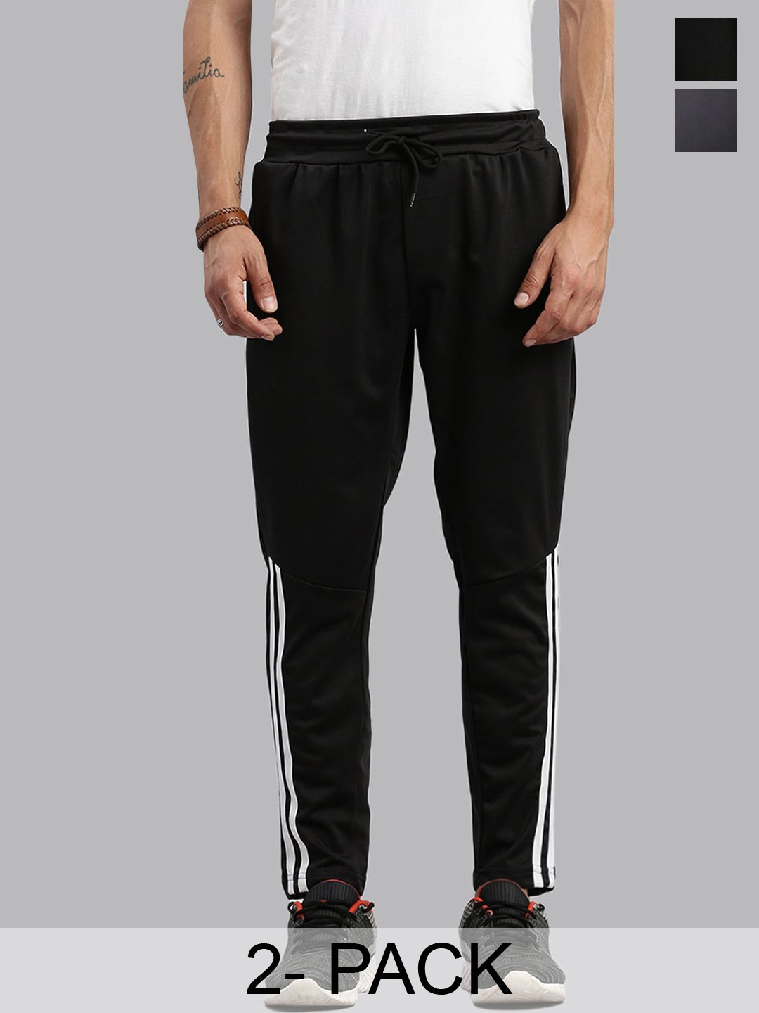 

MADSTO Men Pack of 2 Slim-Fit Track Pants, Grey