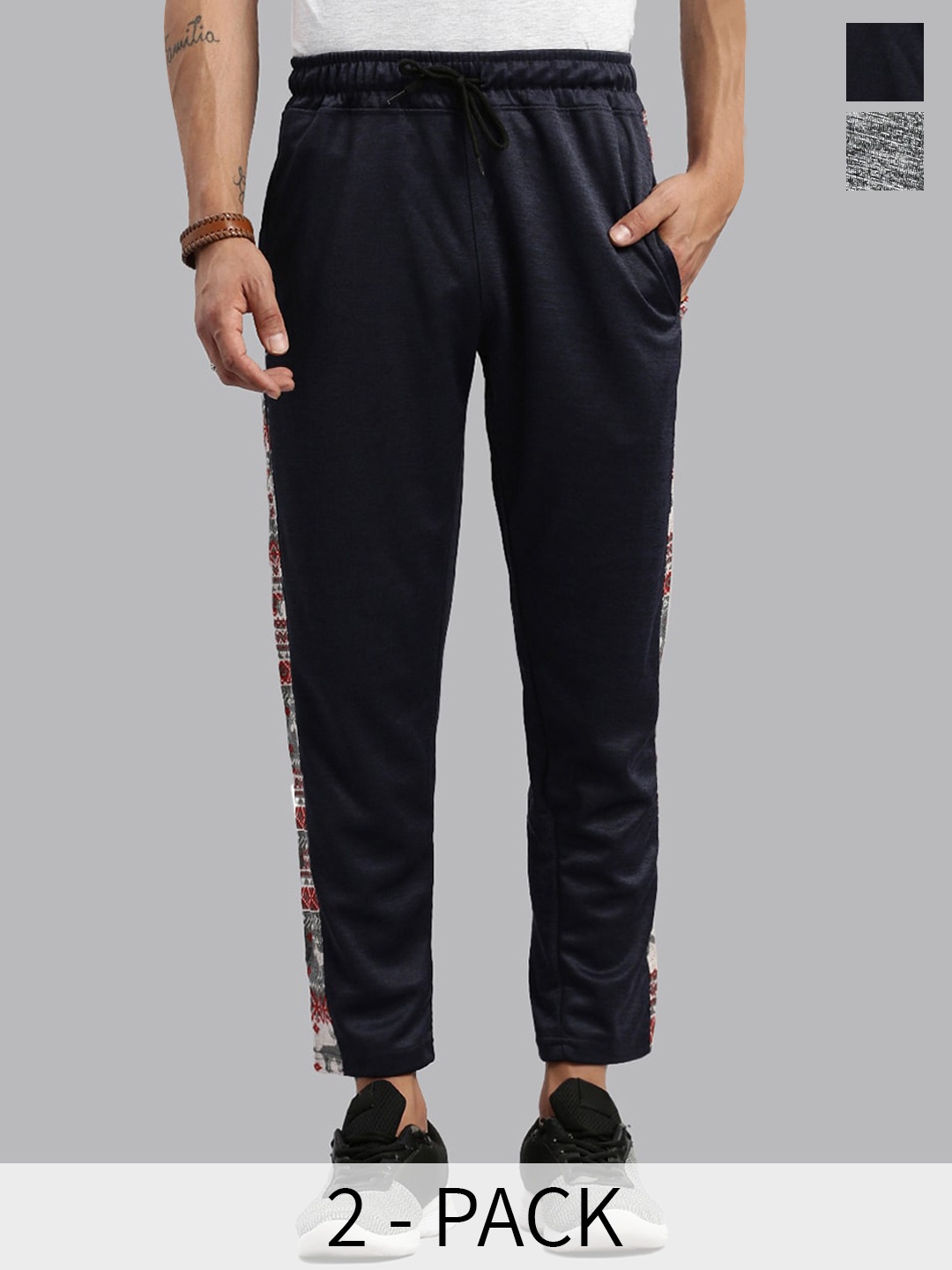 

MADSTO Men Pack Of 2 Cotton Slim Fit Mid Rise Track Pants, Grey