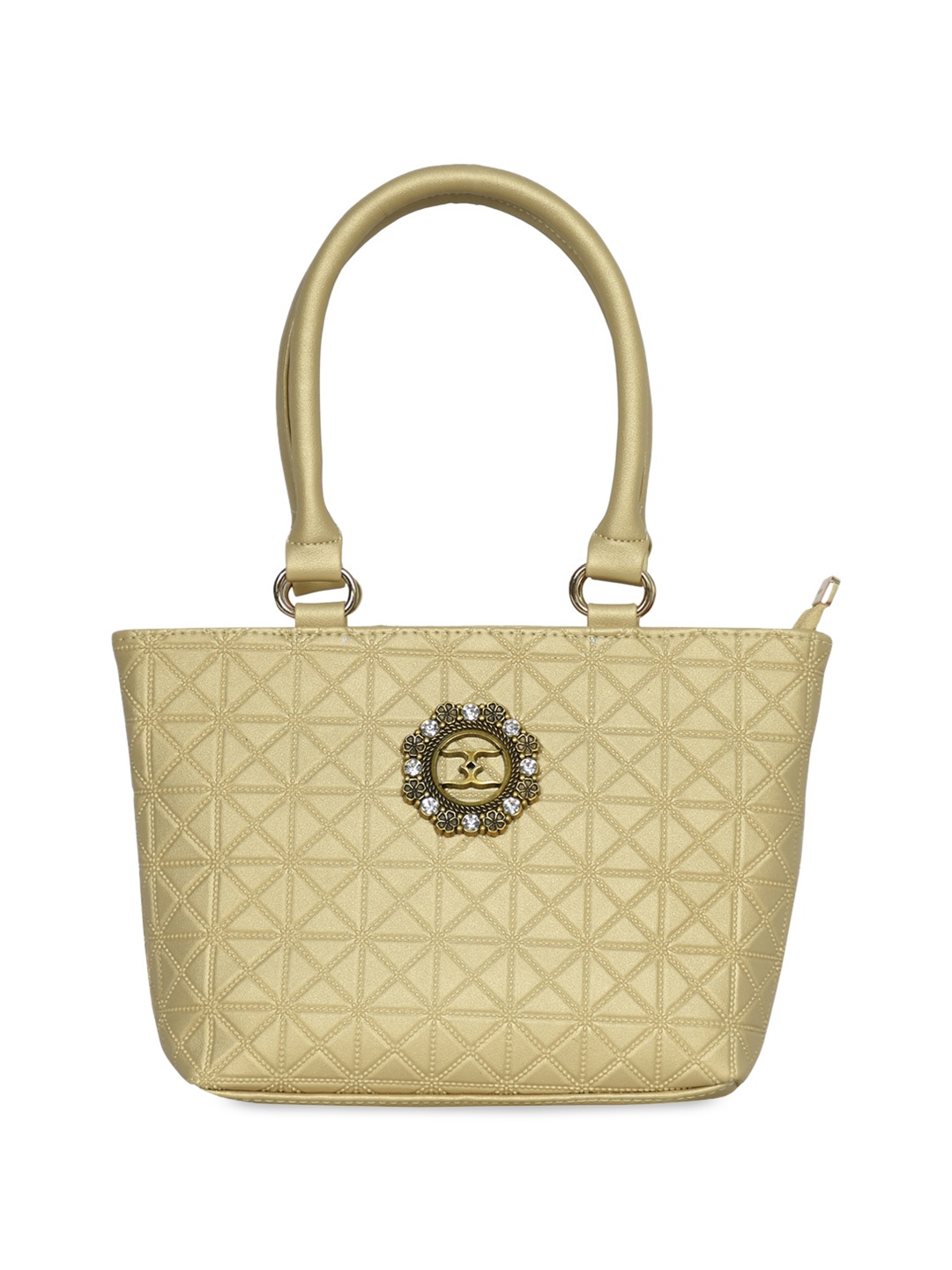 

ESBEDA Textured Shopper Handheld Bag with Embellished, Gold