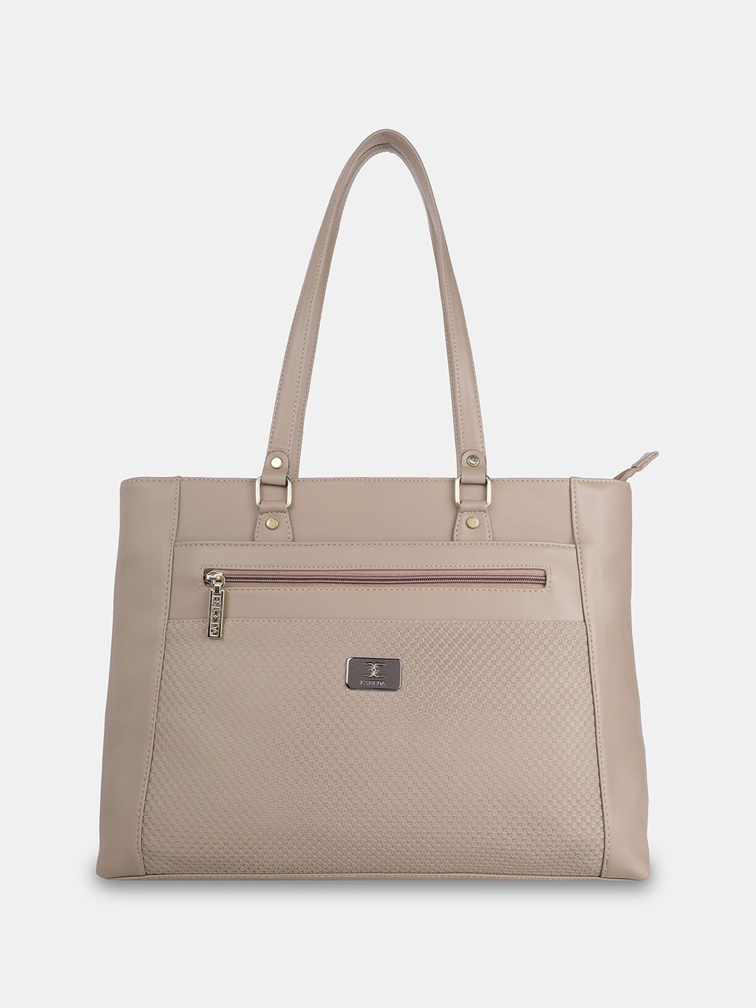 

ESBEDA Textured Structured Oversized Elegant Shoulder Bag, Beige