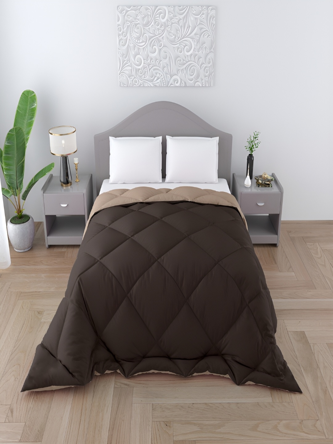 

CHICERY Brown & Beige Heavy Winter 300 GSM Single Bed Comforter