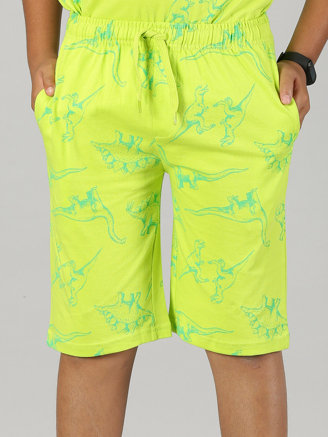 

KiddoPanti Boys Conversational Printed Mid-Rise Pure Cotton Shorts, Yellow