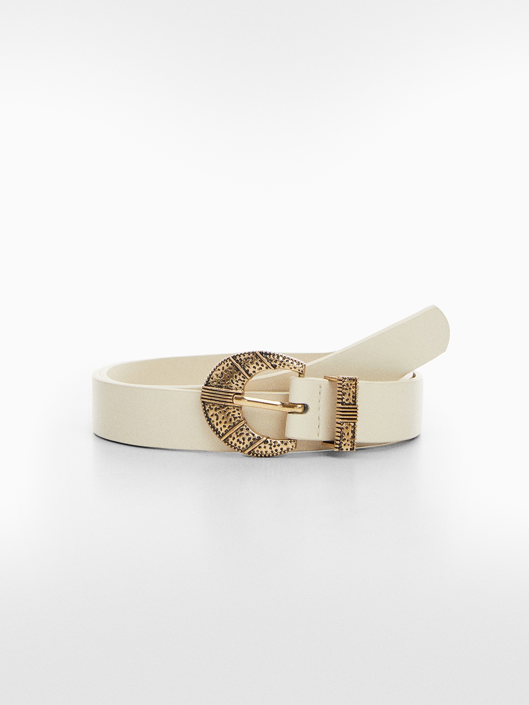 

MANGO Women Buckle Belt, White