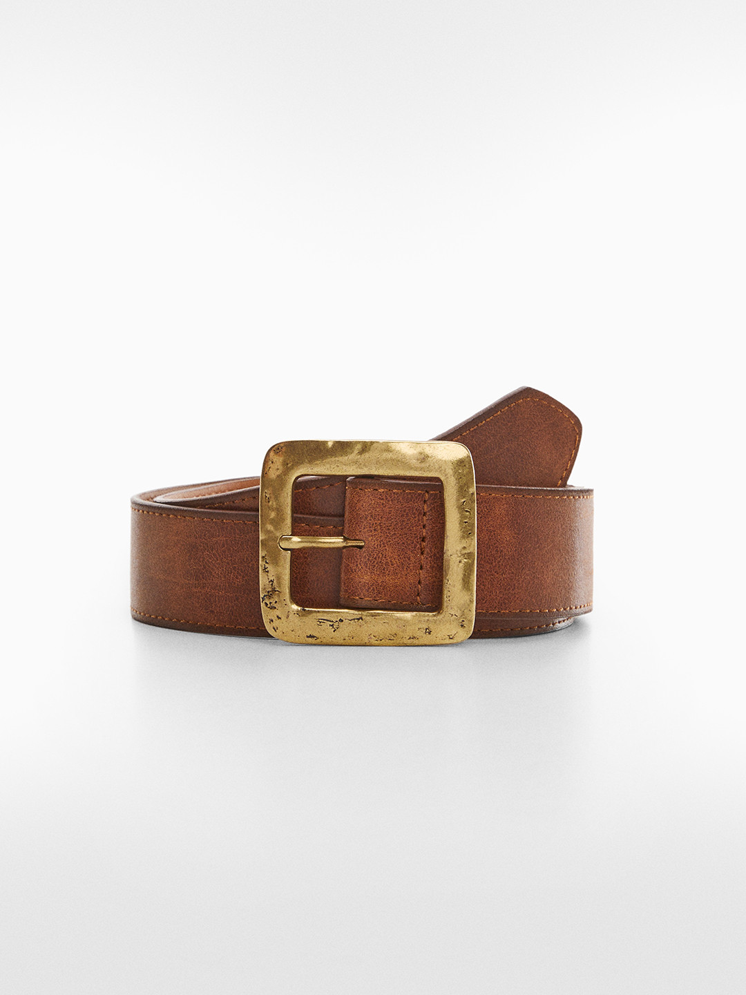 

MANGO Women Buckle Belt, Brown