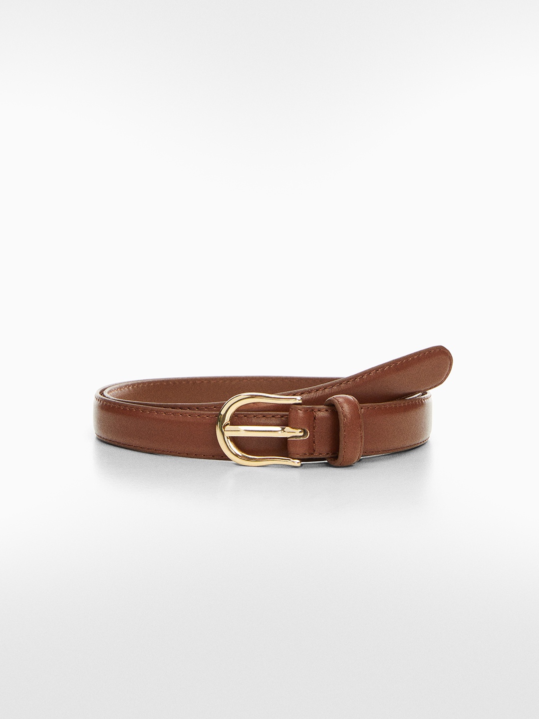 

MANGO Women Buckle Belt, Brown