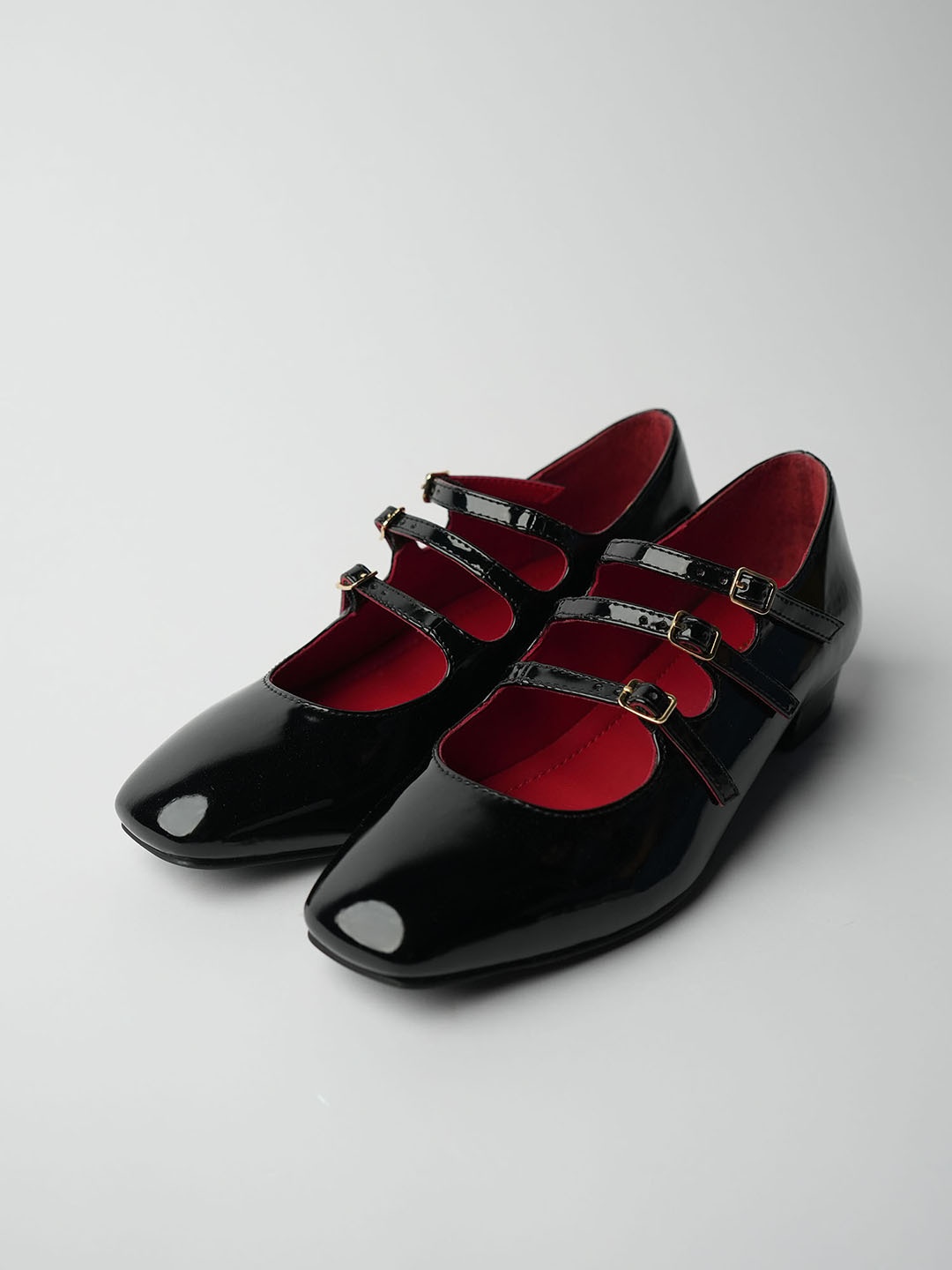 

Theater Synthetic Patent Block Heeled Mary Janes, Black