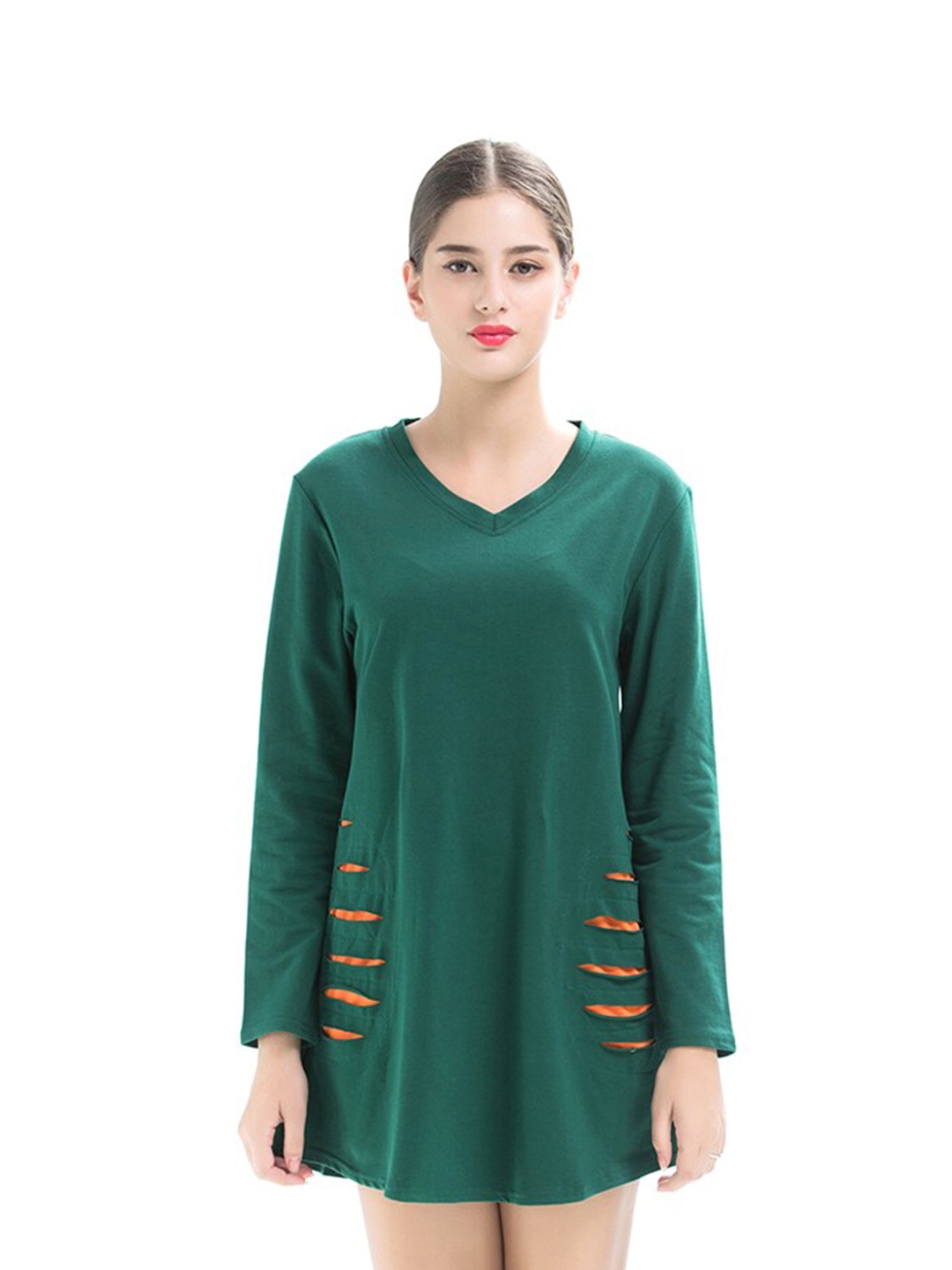 

JC Mode V-Neck Relaxed Fit Top, Green