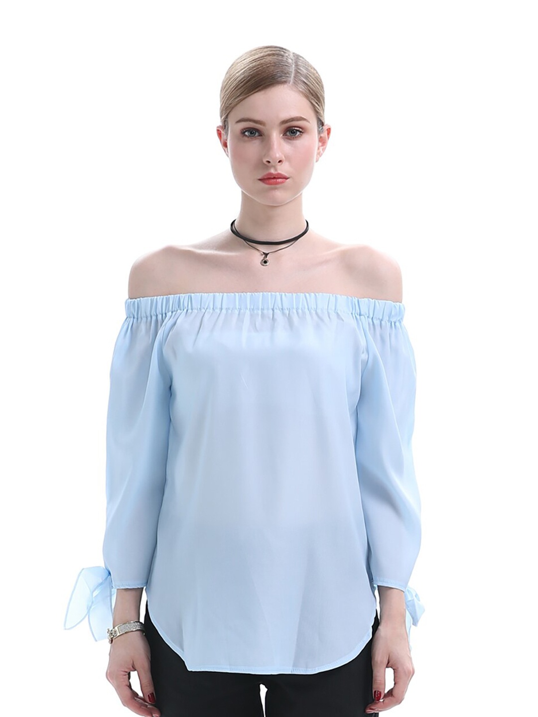 

JC Mode Off-Shoulder Bardot Top, Blue