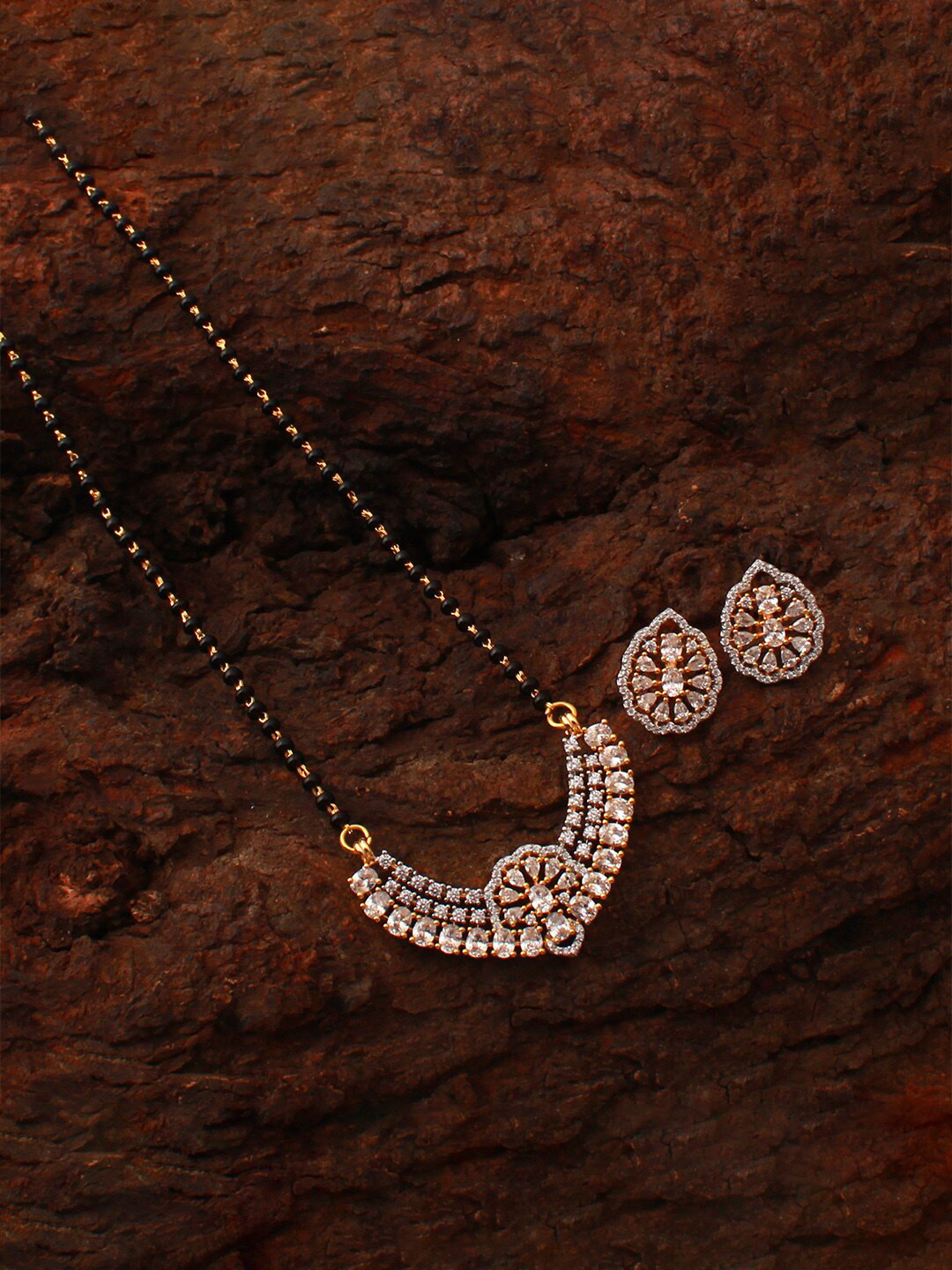 

Mirana Gold-Plated Stone Studded and Beaded Mangalsutra