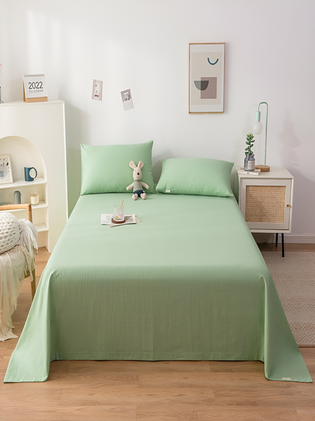 

JC HOME Green Pure Cotton 210 TC Single Bedsheet With 2 Pillow Covers