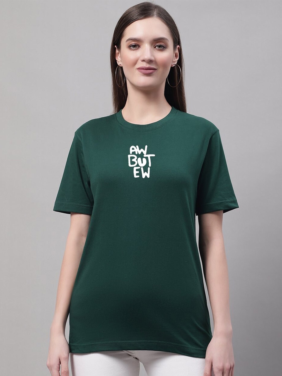 

Miaz Lifestyle Typography Printed Round Neck Pure Cotton T-shirt, Green