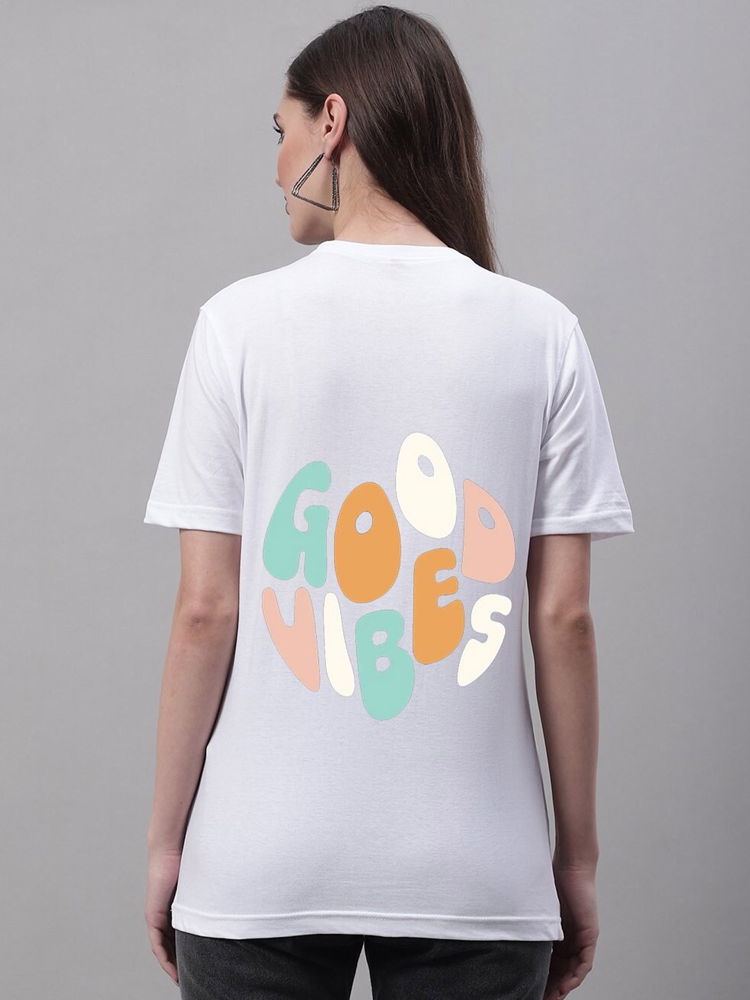 

Miaz Lifestyle Typography Printed Round Neck Pure Cotton T-shirt, White