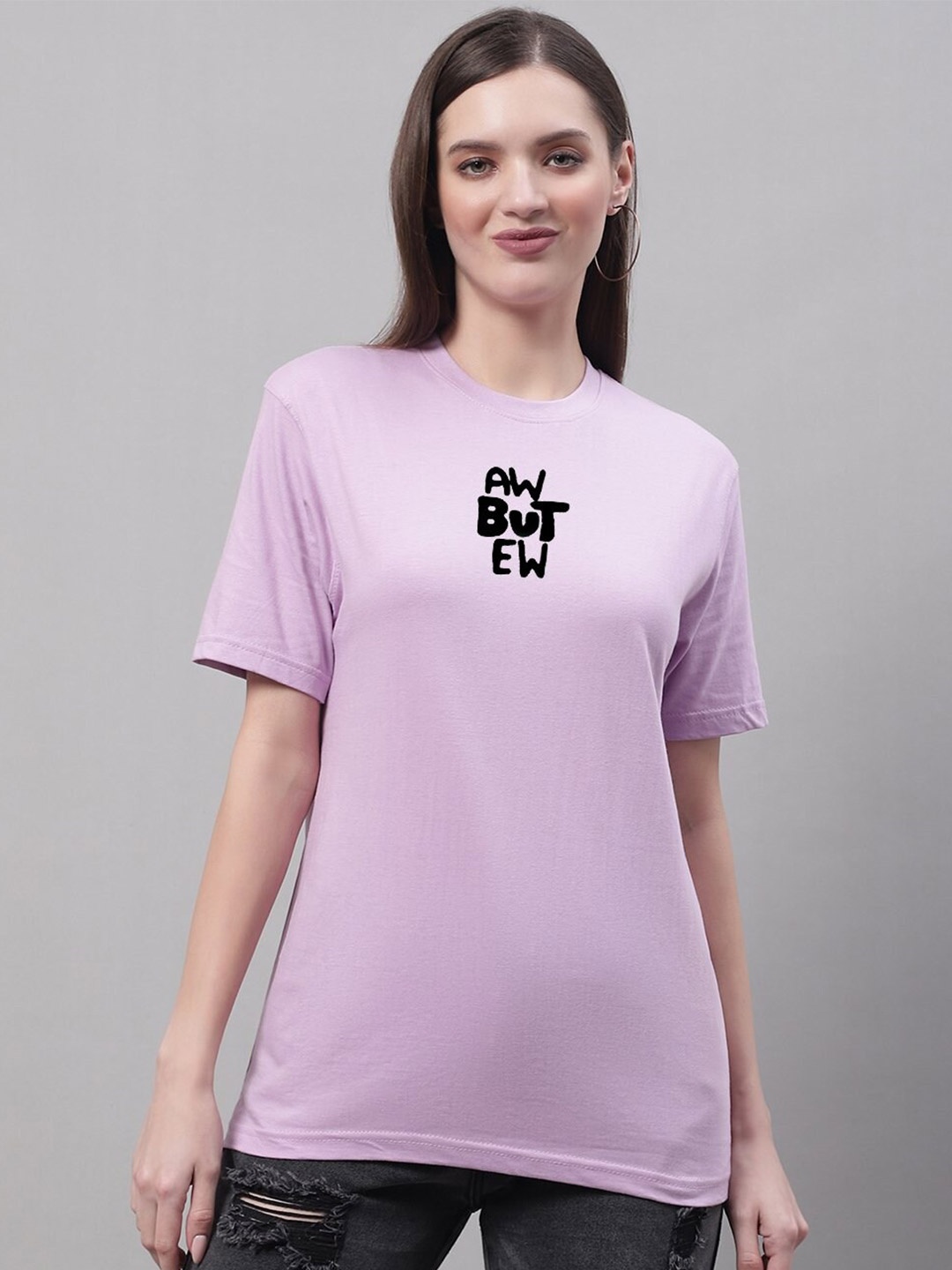 

Miaz Lifestyle Typography Printed Round Neck Pure Cotton T-shirt, Pink