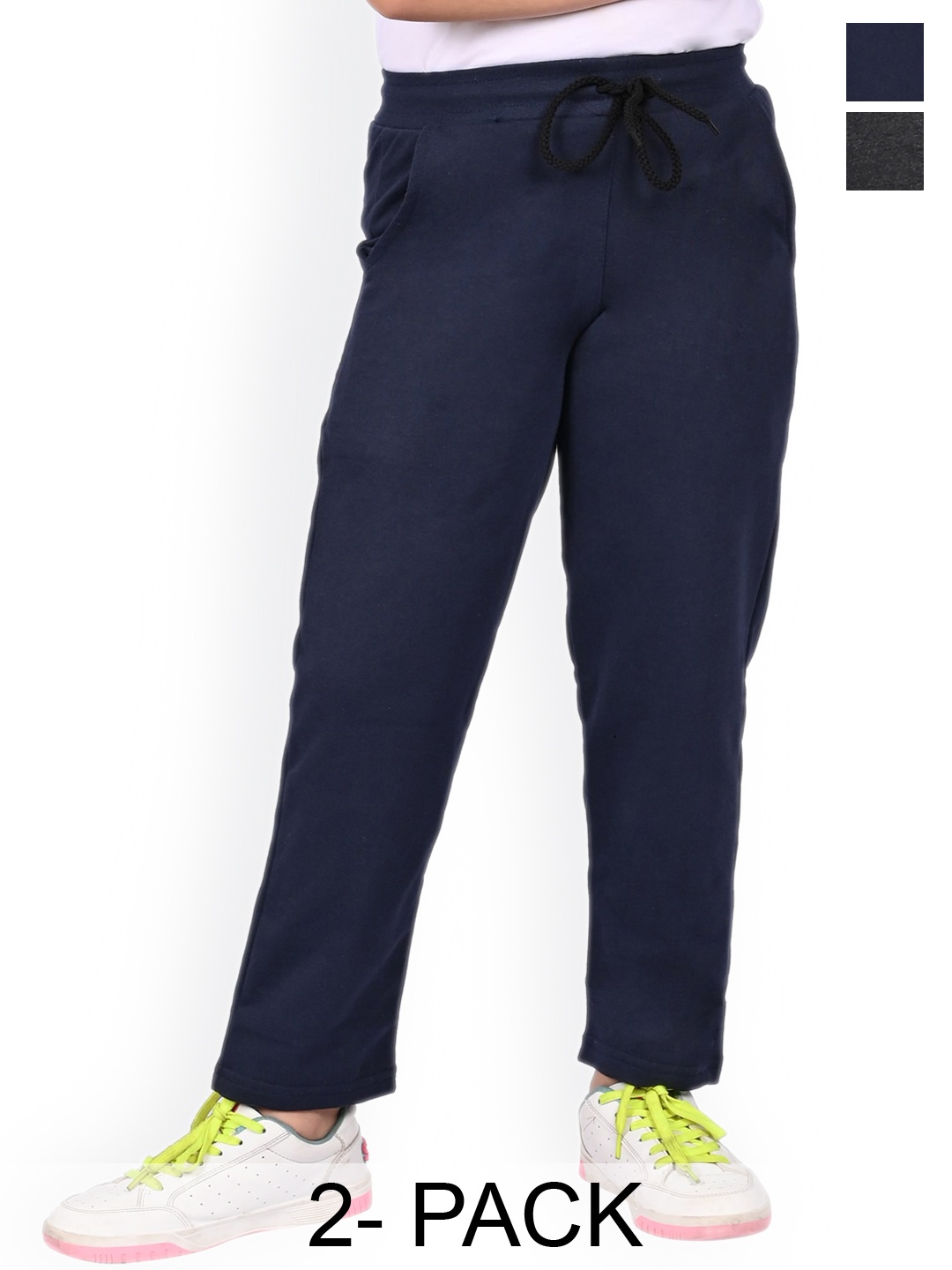 

BAESD Girls Pack Of 2 Mid-Rise Track Pants, Navy blue