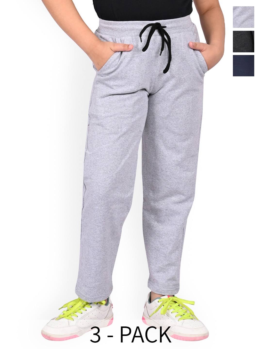 

BAESD Girls Pack Of 3 Regular Fit Mid Rise Track Pants, Black