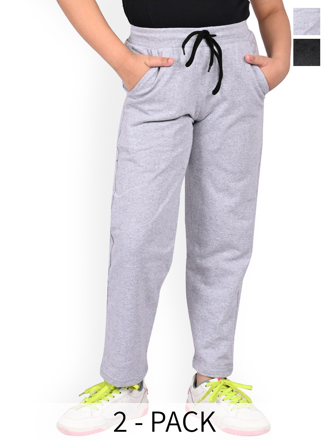 

BAESD Girls Pack Of 2 Mid-Rise Track Pants, Grey