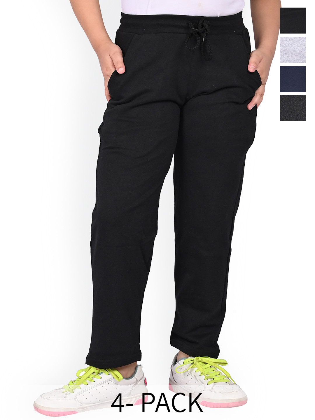 

BAESD Girls Pack Of 4 Regular Fit Mid Rise Track Pants, Blue