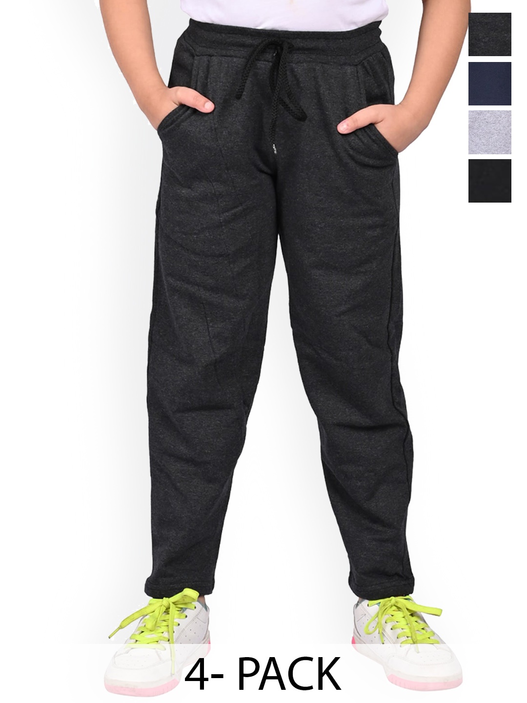 

BAESD Girls Pack Of 4 Regular Fit Mid Rise Track Pants, Black