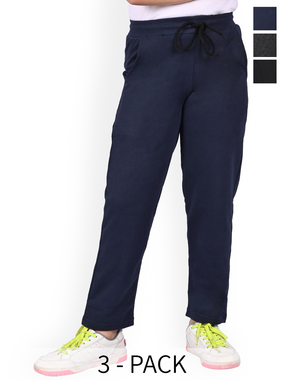 

BAESD Girls Pack Of 3 Regular Fit Mid Rise Track Pants, Black