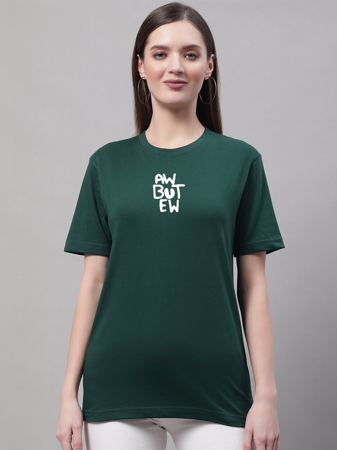 

Miaz Lifestyle Typography Printed Round Neck Pure Cotton T-shirt, Green