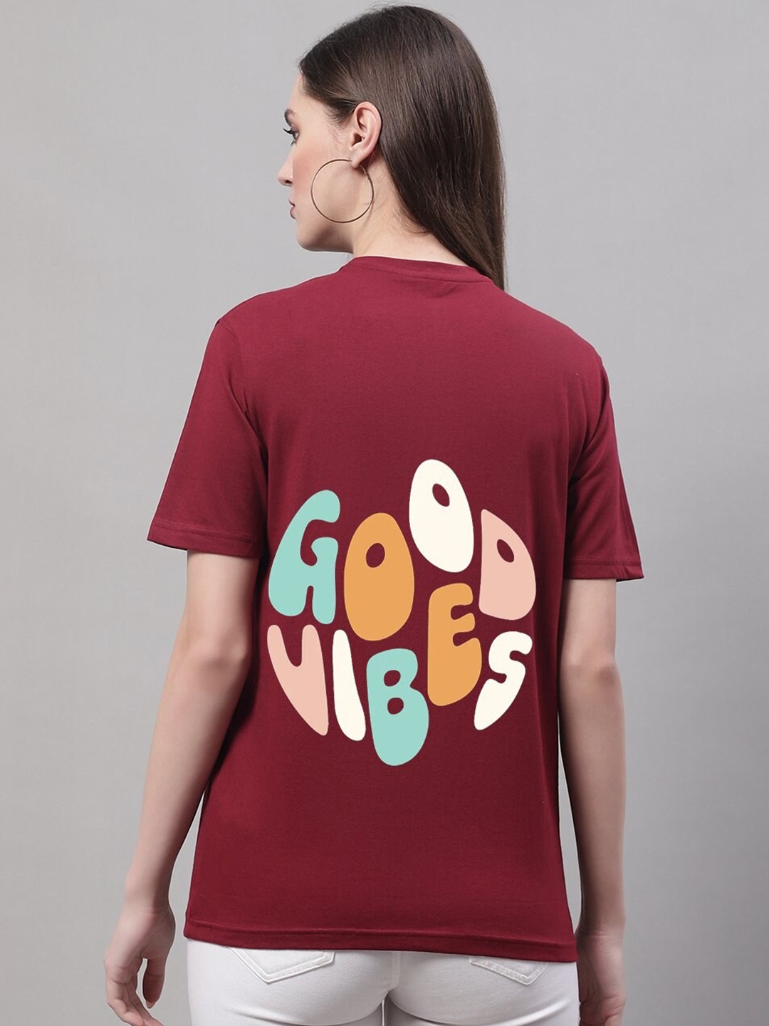 

Miaz Lifestyle Typography Printed Pure Cotton T-Shirt, Maroon