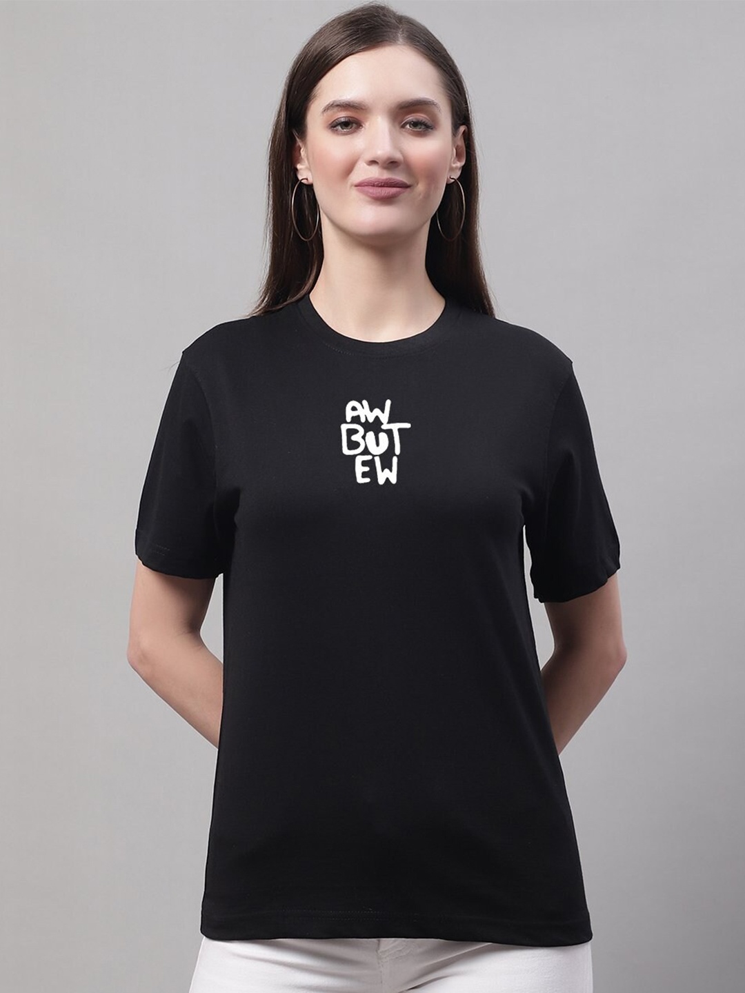 

Miaz Lifestyle Typography Printed Pure Cotton T-Shirt, Black