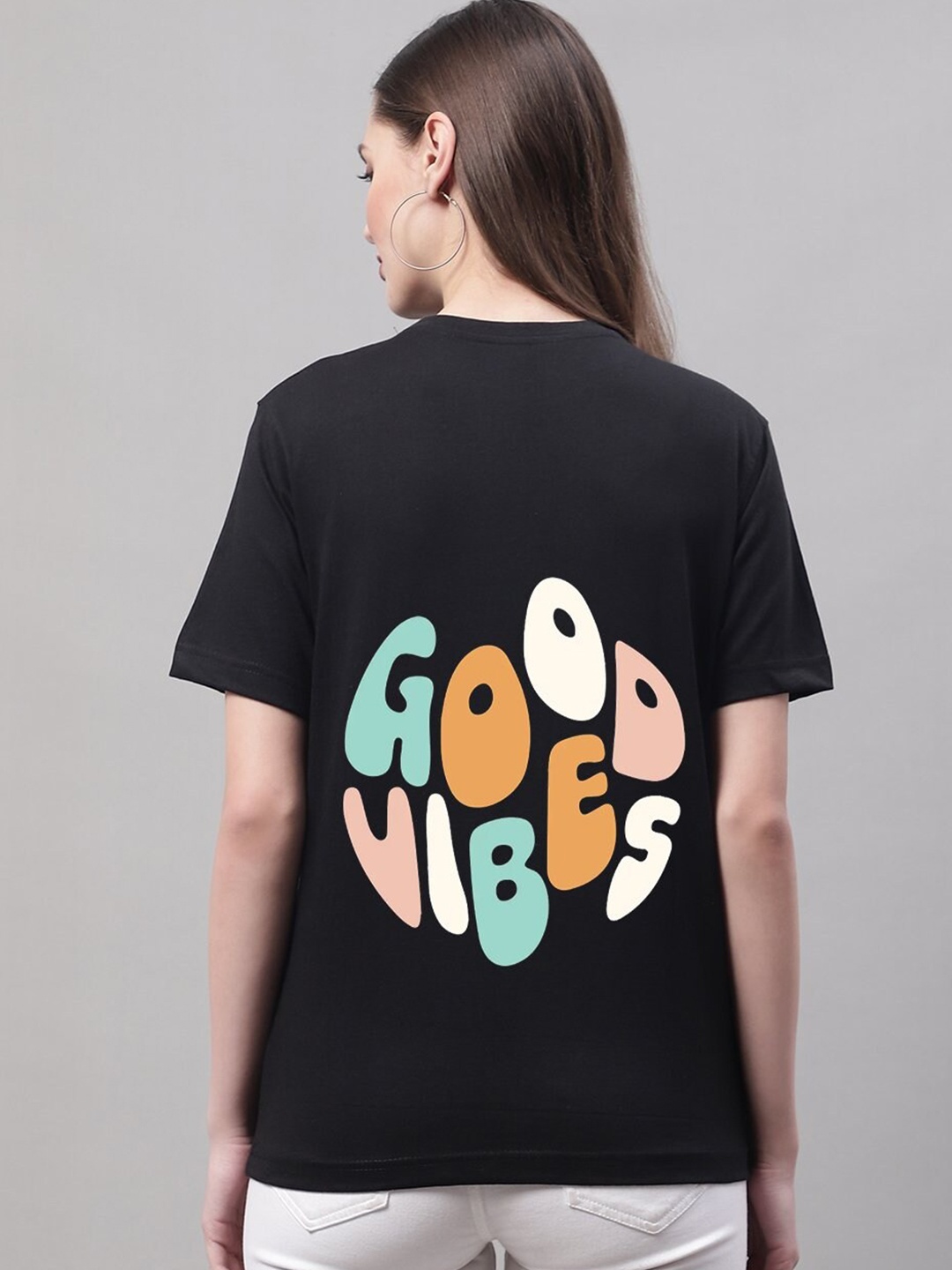 Miaz Lifestyle Typography Printed Pure Cotton T-Shirt, Black