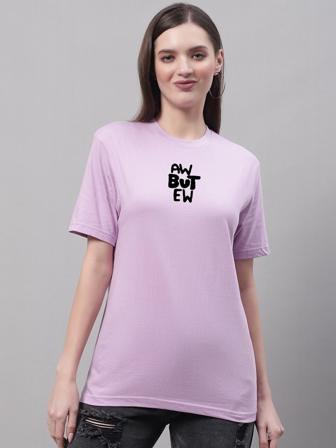 

Miaz Lifestyle Typography Printed Pure Cotton T-Shirt, Lavender