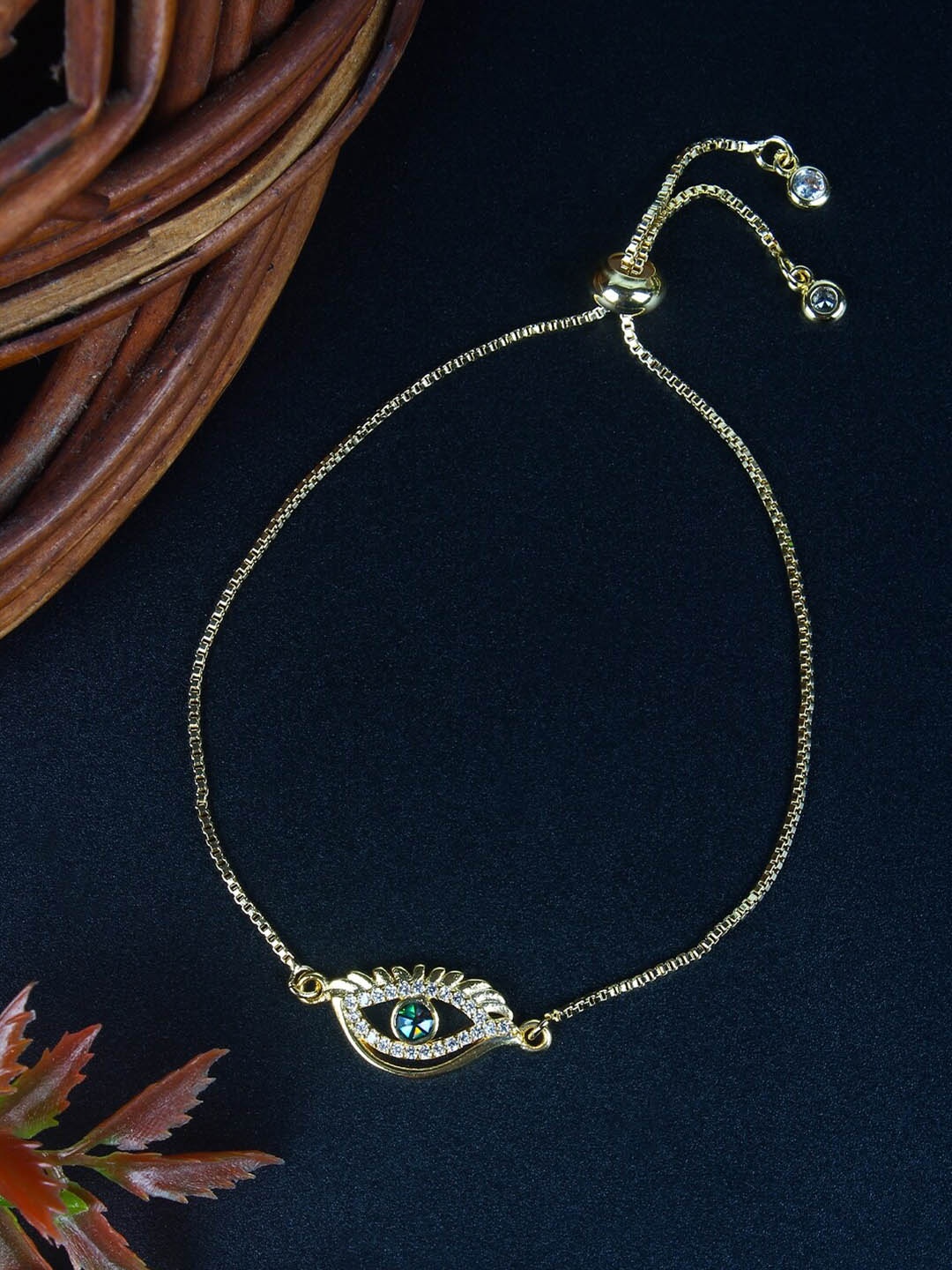 

DressBerry Cubic Zirconia Studded Gold-Plated Charm Bracelet