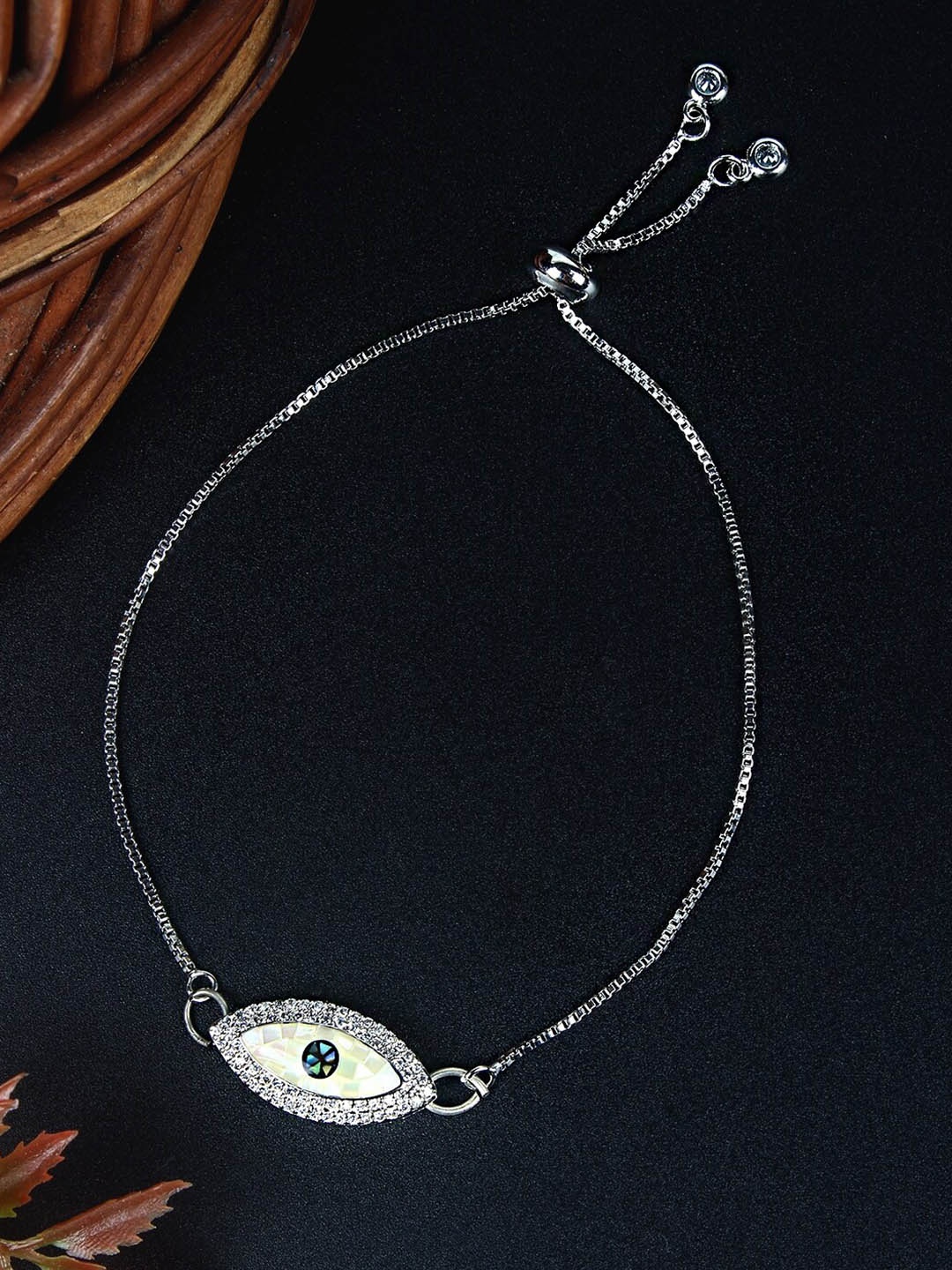 

DressBerry Silver Toned Silver-Plated Cubic Zirconia Wraparound Bracelet