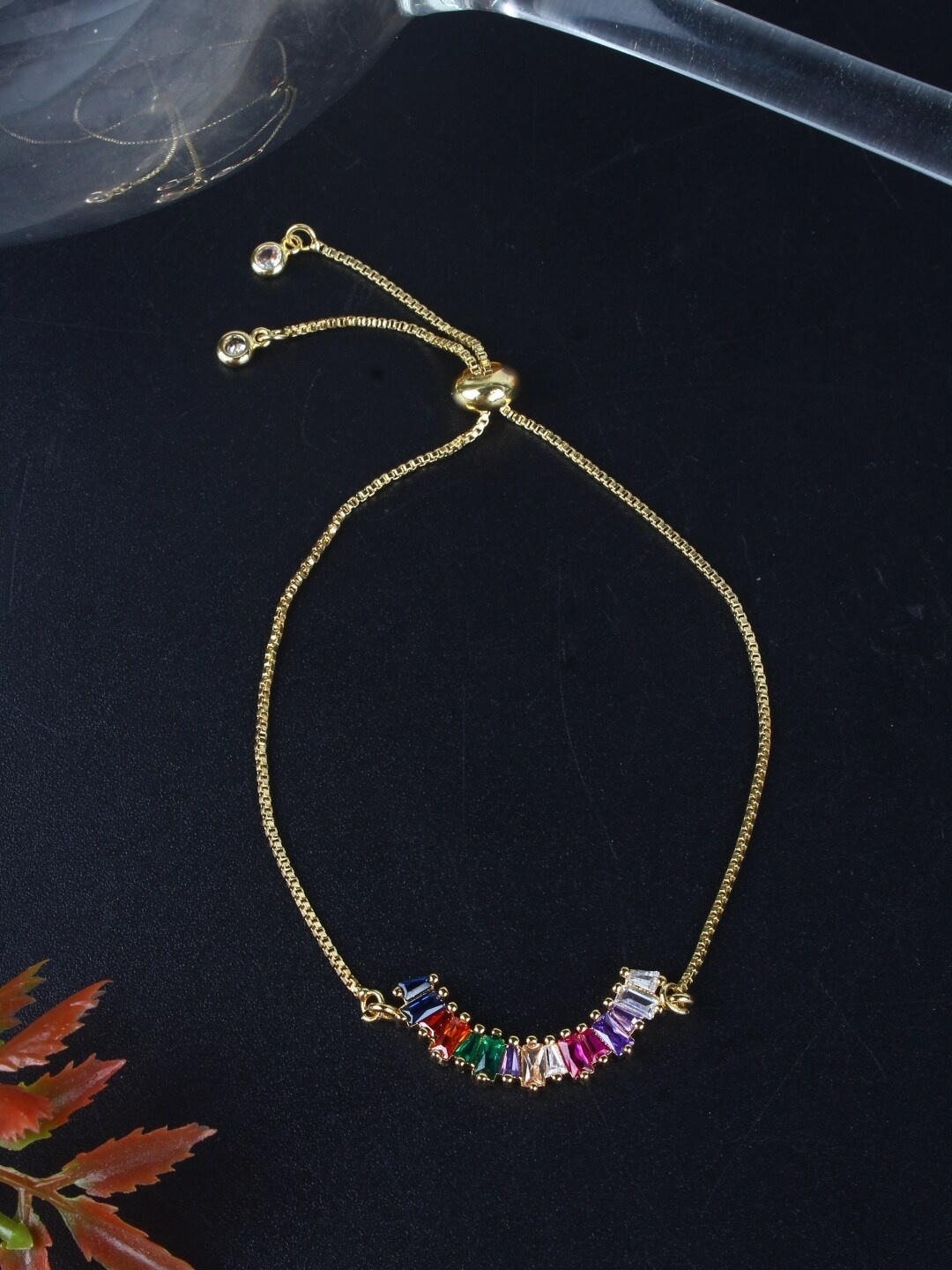

DressBerry Cubic Zirconia Studded Gold-Plated Charm Bracelet