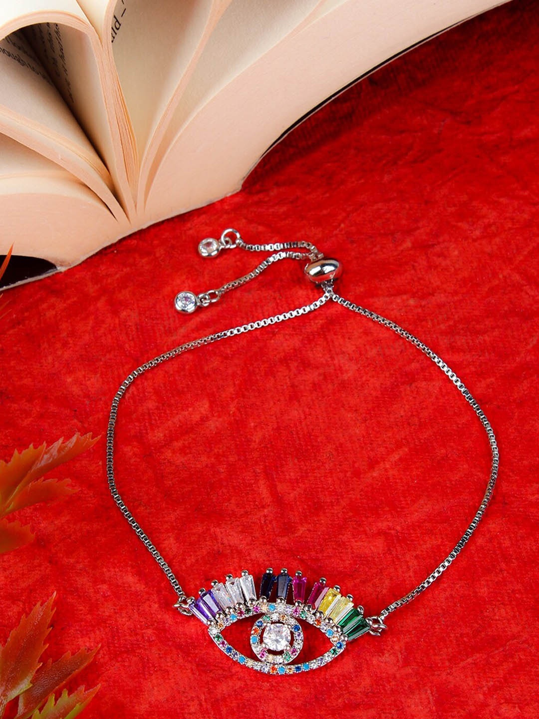 

DressBerry Cubic Zirconia Studded Silver-Plated Charm Bracelet