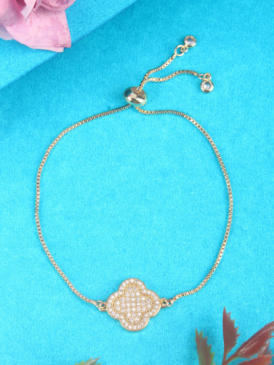 

DressBerry Gold Toned Gold-Plated Cubic Zirconia Wraparound Bracelet