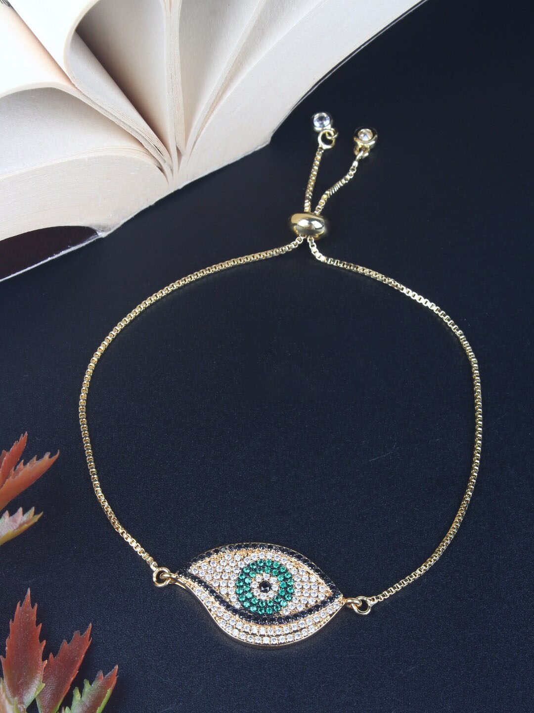 

DressBerry Gold-Toned Gold-Plated Cubic Zirconia Charm Bracelet