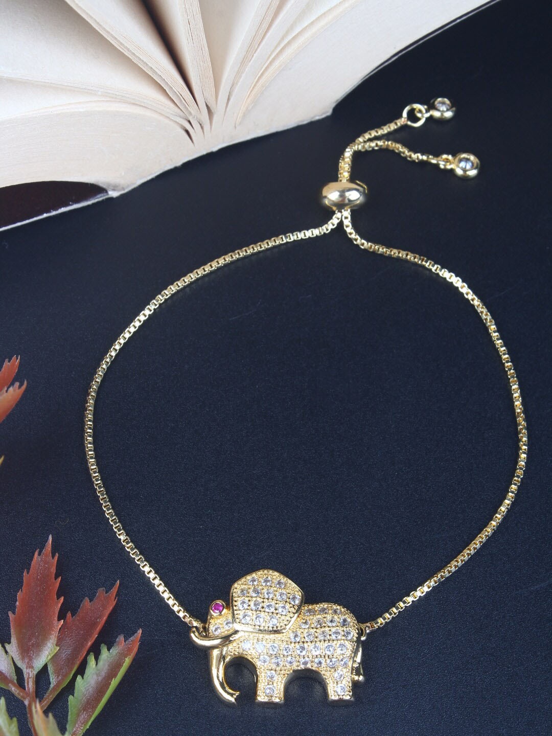 

DressBerry Gold-Toned Gold-Plated Cubic Zirconia Charm Bracelet