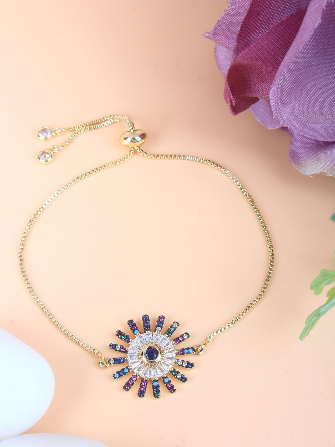 

DressBerry Gold-Toned Gold-Plated Cubic Zirconia Charm Bracelet