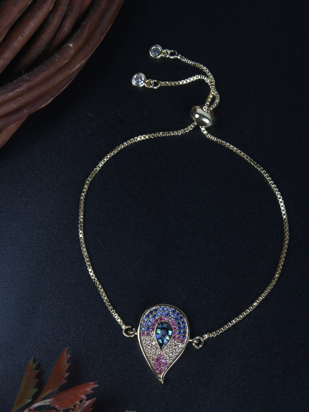 

DressBerry Cubic Zirconia Studded Silver-Plated Charm Bracelet