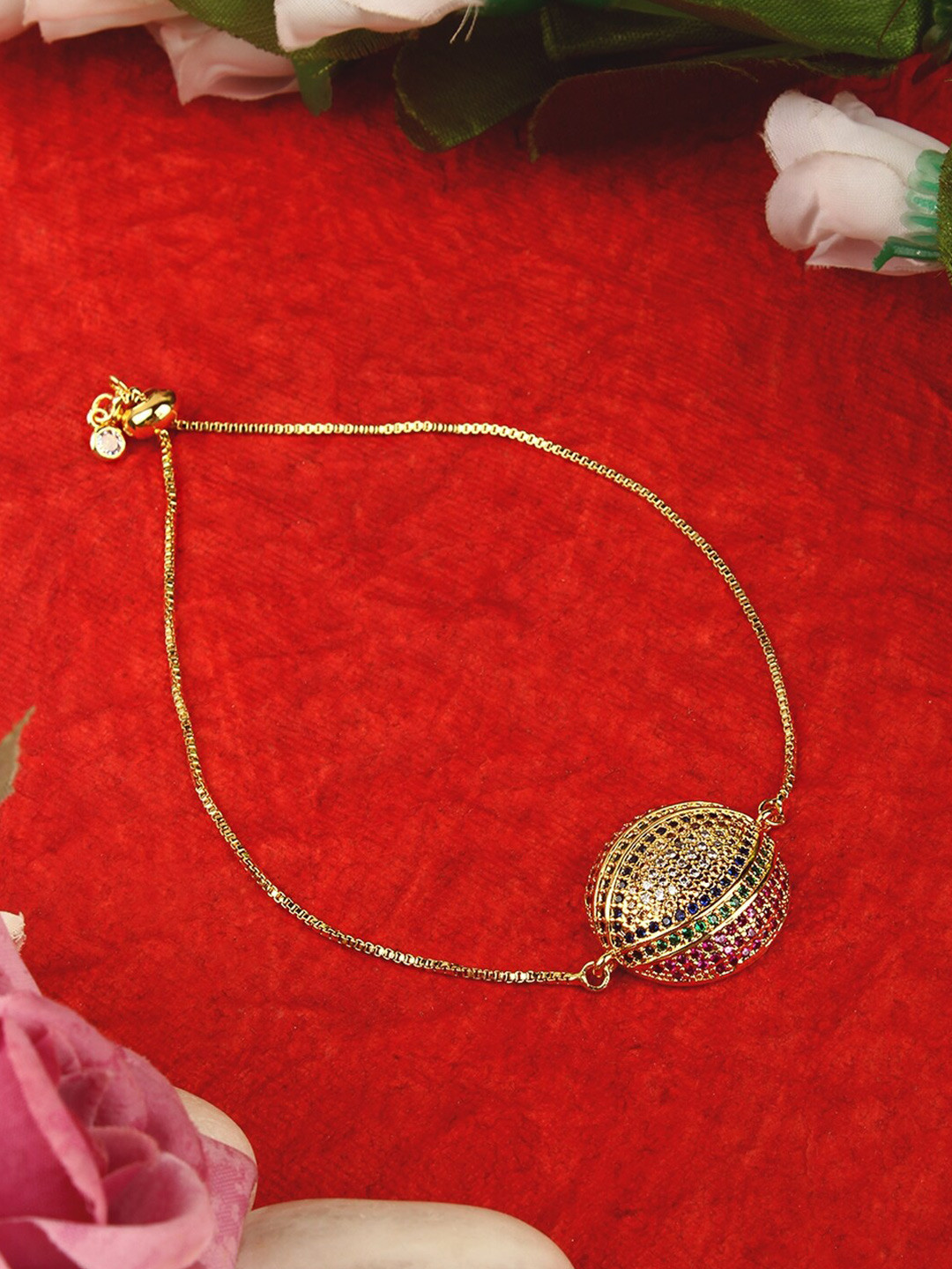 

DressBerry Gold Toned Gold-Plated Cubic Zirconia Wraparound Bracelet