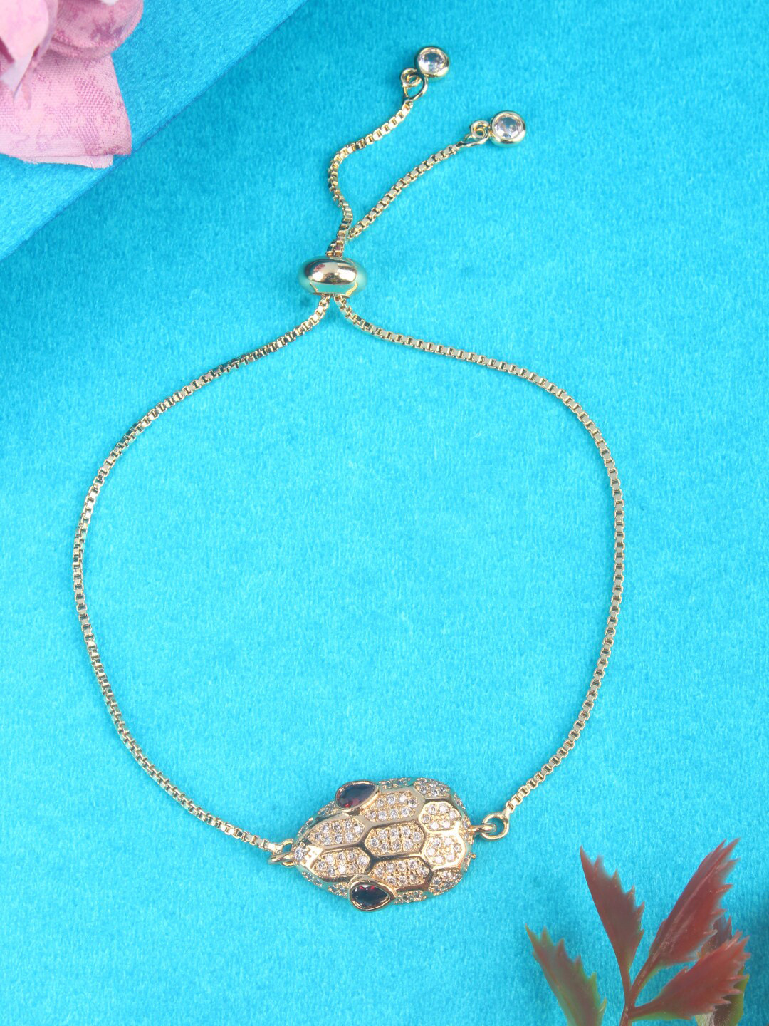 

DressBerry Cubic Zirconia Studded Gold-Plated Charm Bracelet