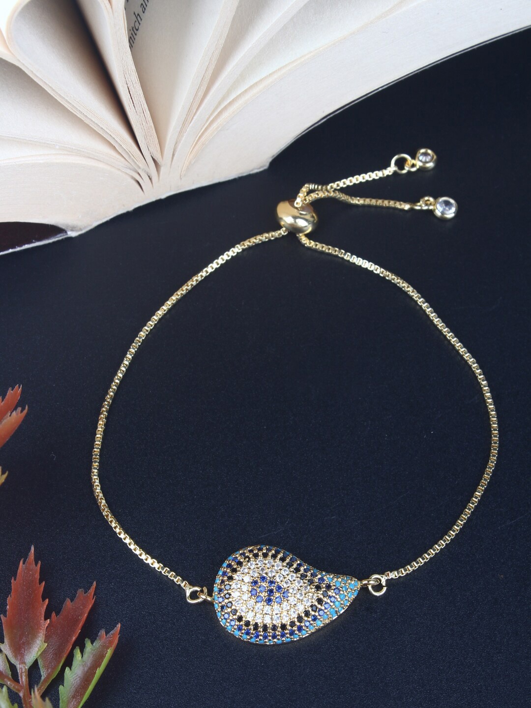 

DressBerry Gold Toned Gold-Plated Cubic Zirconia Wraparound Bracelet