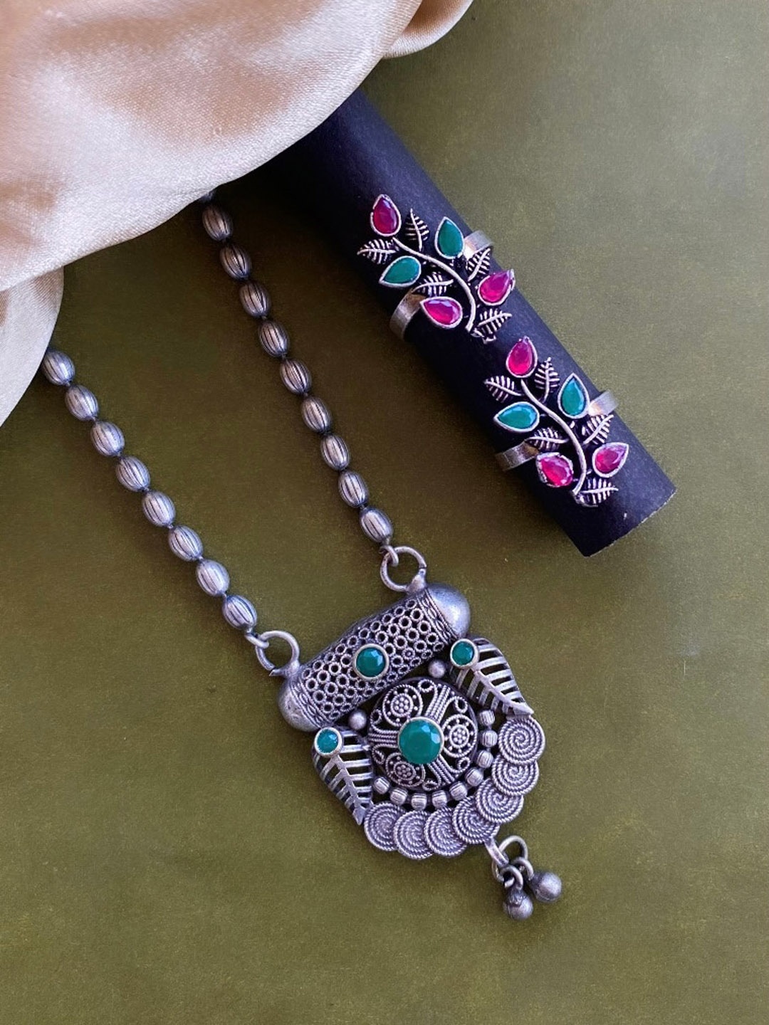 

ATIBELLE Silver-Plated Stone Studded Jewellery Set