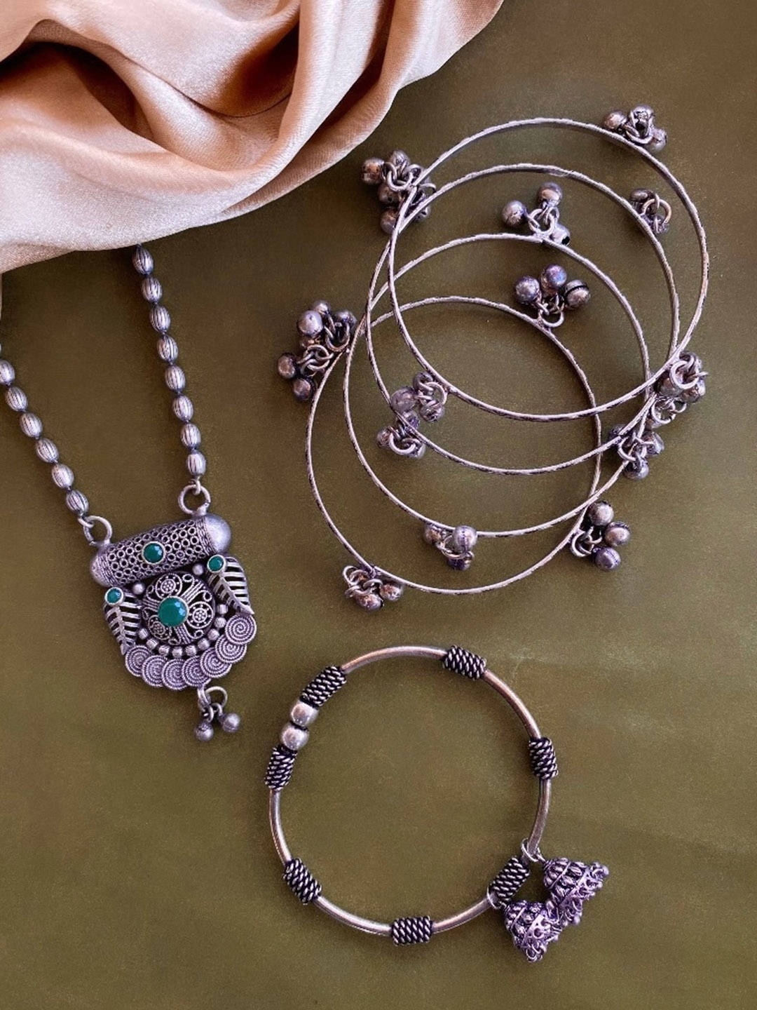 

ATIBELLE Silver-Plated Stone Studded Jewellery Set