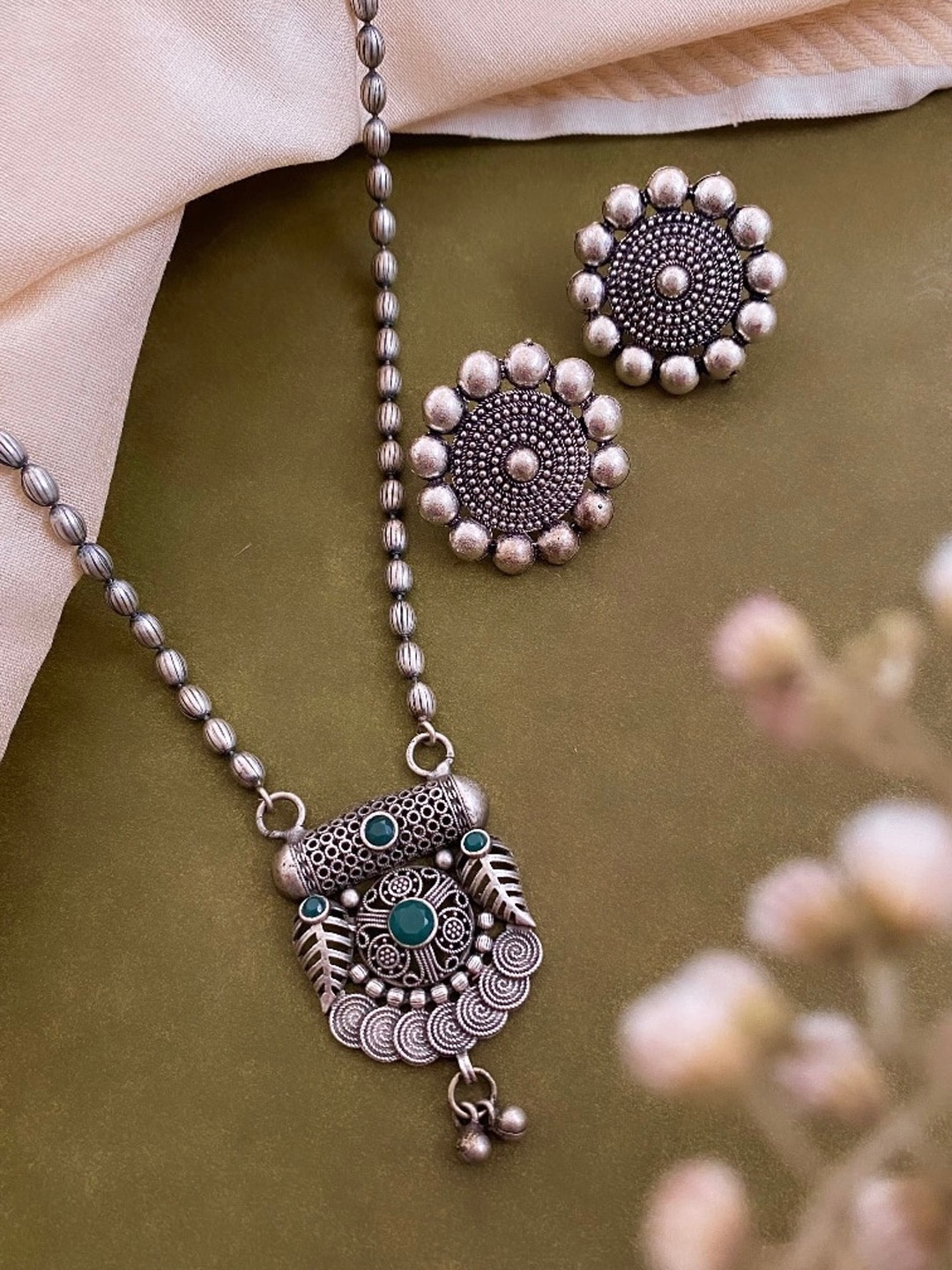 

ATIBELLE Silver-Plated Stone Studded Jewellery Set