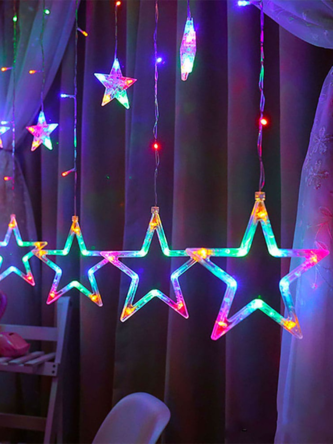 

MLD Blue & Yellow Modern 12LED Curtain String Lights